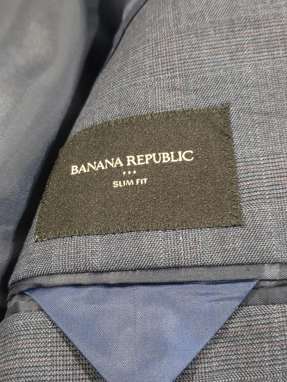 38R Men's Banana Republic Blazer Blue Tartan Plaid Slim Fit Sport Coat